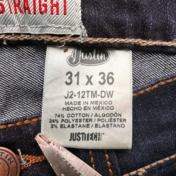 Justin Boots Men’s J2 Slim Straight 31x36 Jeans - Picture 13 of 16
